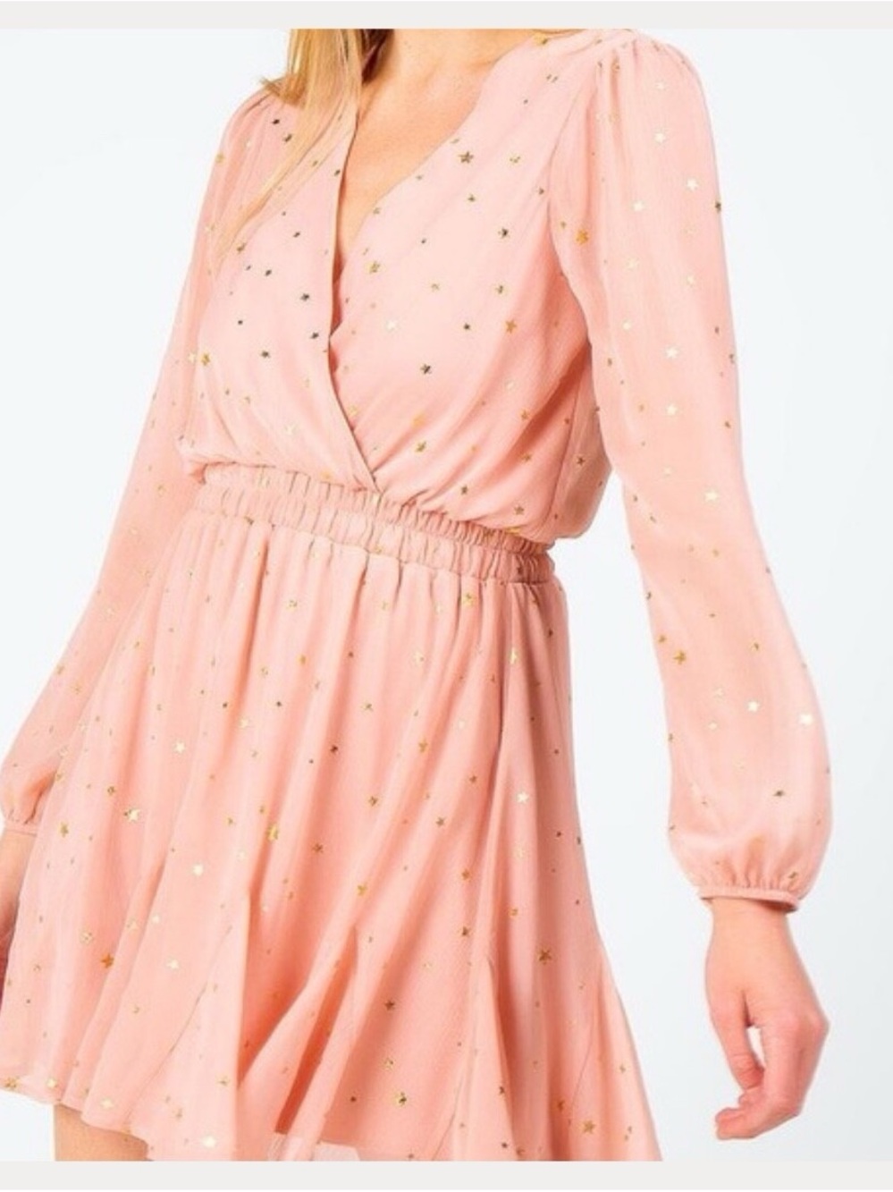 Altar'd State Pink Blush Dress with Gold Stars Small